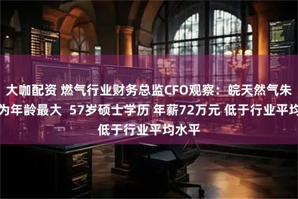 大咖配资 燃气行业财务总监CFO观察：皖天然气朱亦洪为年龄最大  57岁硕士学历 年薪72万元 低于行业平均水平